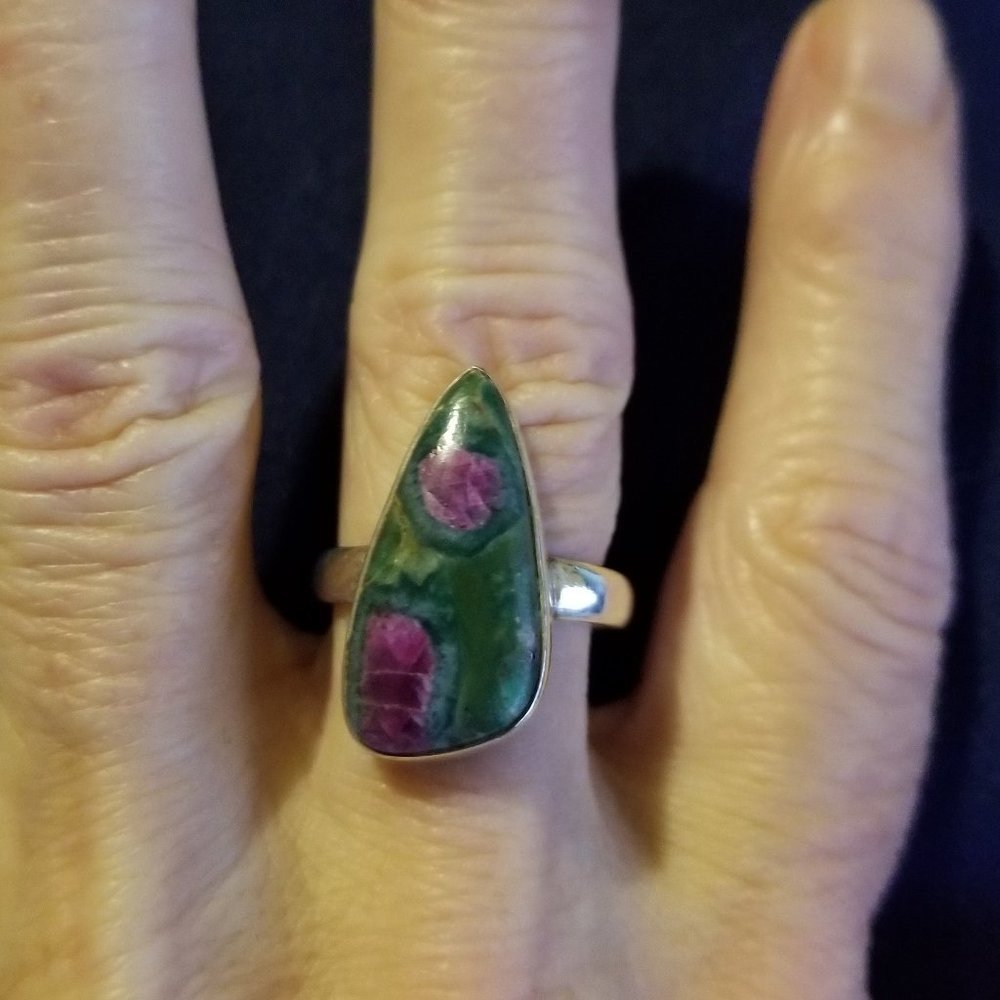 Ruby/Fuschite Sterling Silver Ring - Sz 7